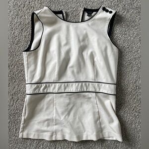 Elegant Cream Sleeveless shirt with Black Trim